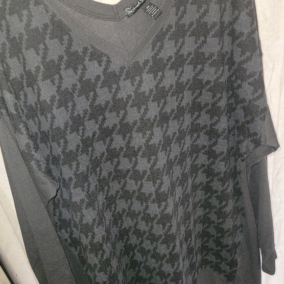 French Laundry 3X Black Houndstooth V Neck Long Sleeve Oversized Tunic Top - Picture 5 of 8